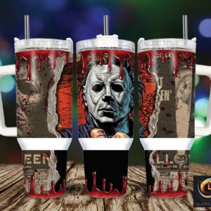 Michael Myers Halloween Movies Custom Stanley Quencher 40oz Stainless Steel Tumbler With Handle