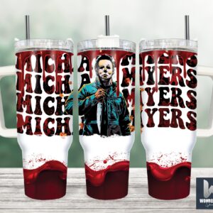 Michael Myers Halloween Movies Custom Stanley Quencher 40oz Stainless Steel Tumbler With Handle