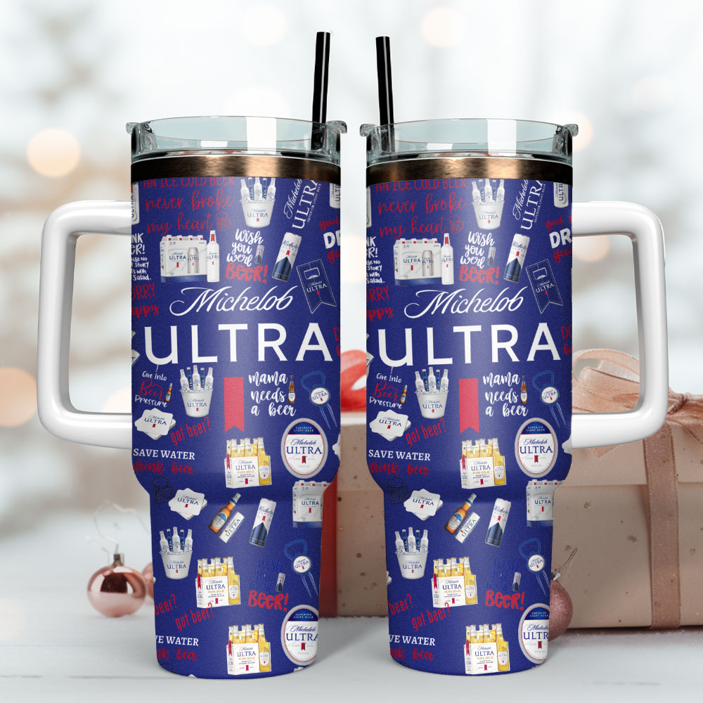 Michelob Ultra Beer Custom Stanley Quencher 40oz Stainless Steel Tumbler With Handle