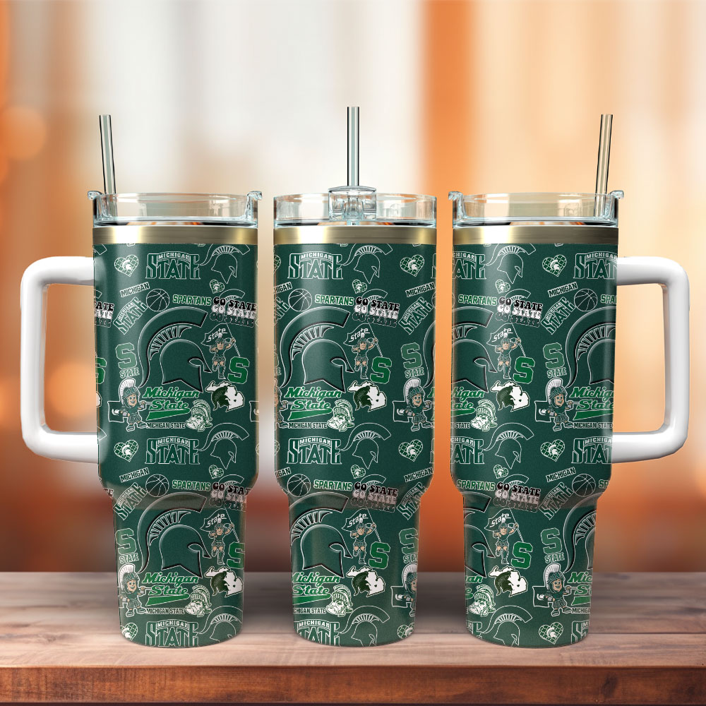 Michigan State Spartans NCAA Sport Custom Stanley Quencher 40oz Stainless Steel Tumbler With Handle