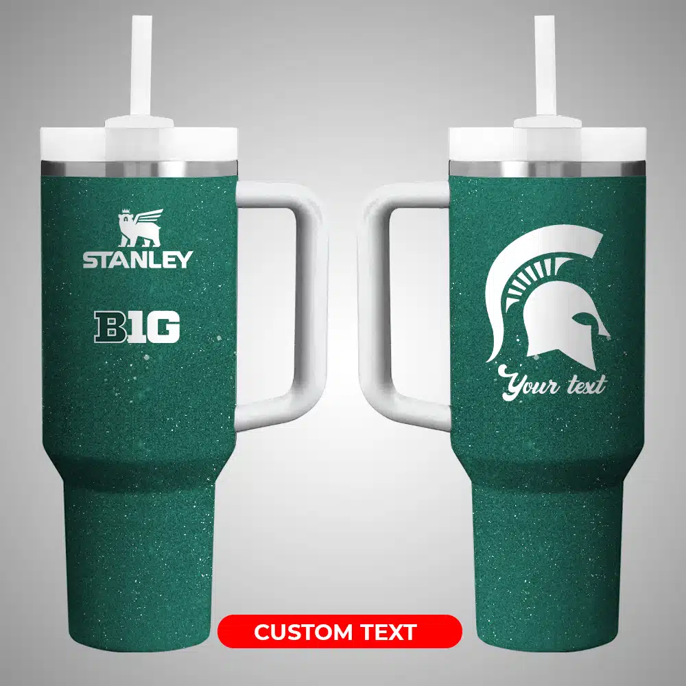 Michigan State SpartansÂ NCAA Custom Stanley Quencher 40oz Stainless Steel Tumbler With Handle