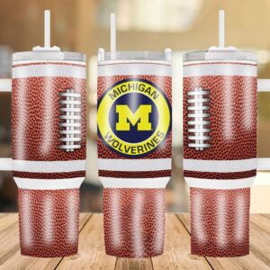 Michigan Wolverines Football Team NCAA Custom Stanley Quencher 40oz Stainless Steel Tumbler With Handle