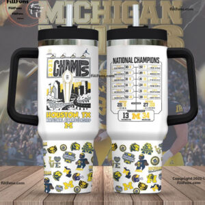 Michigan Wolverines National Championship 2023 NCAA Custom Stanley Quencher 40oz Stainless Steel Tumbler With Handle