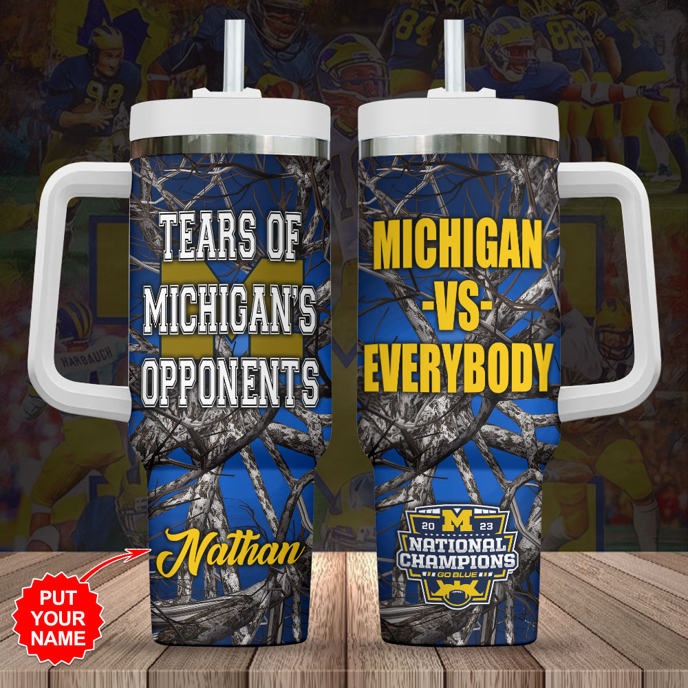 Michigan Wolverines NCAA Custom Stanley Quencher 40oz Stainless Steel Tumbler With Handle