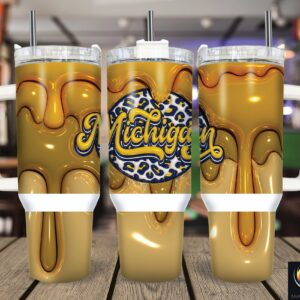 Michigan Wolverines NCAA Custom Stanley Quencher 40oz Stainless Steel Tumbler With Handle