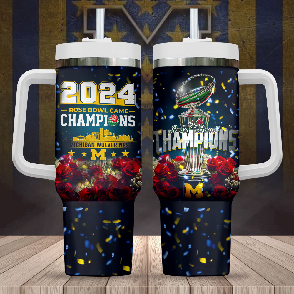 Michigan Wolverines NCAA Custom Stanley Quencher 40oz Stainless Steel Tumbler With Handle