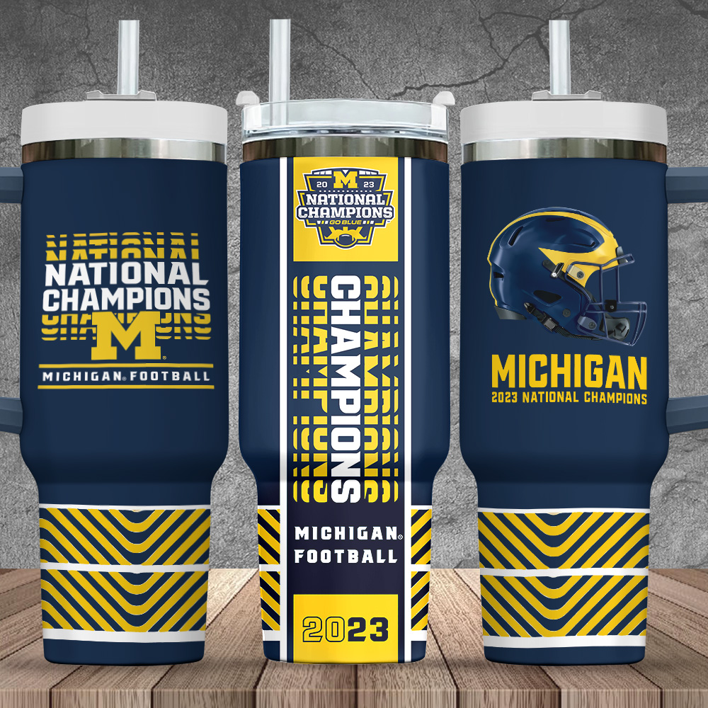 Michigan Wolverines NCAA Custom Stanley Quencher 40oz Stainless Steel Tumbler With Handle