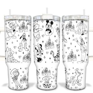 Mickey And Friends Disney Cartoon Custom Stanley Quencher 40oz Stainless Steel Tumbler With Handle
