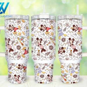 Mickey And Friends Disney Cartoon Custom Stanley Quencher 40oz Stainless Steel Tumbler With Handle