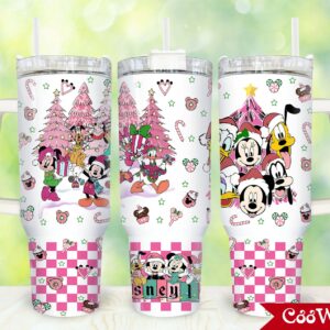 Mickey And Friends Disney Cartoon Custom Stanley Quencher 40oz Stainless Steel Tumbler With Handle