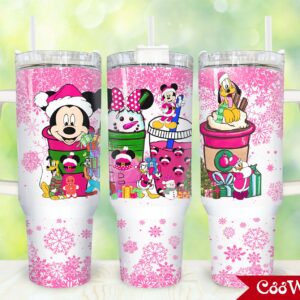 Mickey And Friends Disney Cartoon Custom Stanley Quencher 40oz Stainless Steel Tumbler With Handle