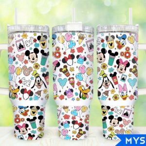 Mickey And Friends Disney Cartoon Custom Stanley Quencher 40oz Stainless Steel Tumbler With Handle