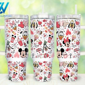 Mickey And Friends Disney Cartoon Custom Stanley Quencher 40oz Stainless Steel Tumbler With Handle