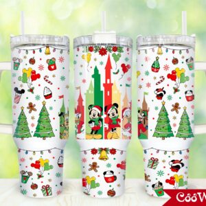 Mickey And Friends Disney Cartoon Custom Stanley Quencher 40oz Stainless Steel Tumbler With Handle
