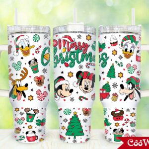 Mickey And Friends Disney Cartoon Custom Stanley Quencher 40oz Stainless Steel Tumbler With Handle