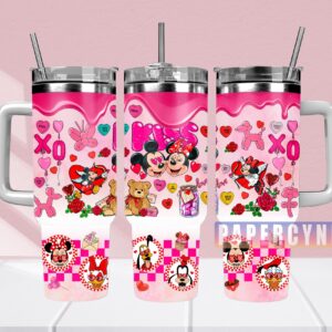 Mickey And Minnie Custom Stanley Quencher 40oz Stainless Steel Tumbler With Handle