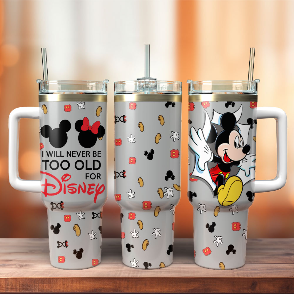 Mickey And Minnie Disney Cartoon Custom Stanley Quencher 40oz Stainless Steel Tumbler With Handle