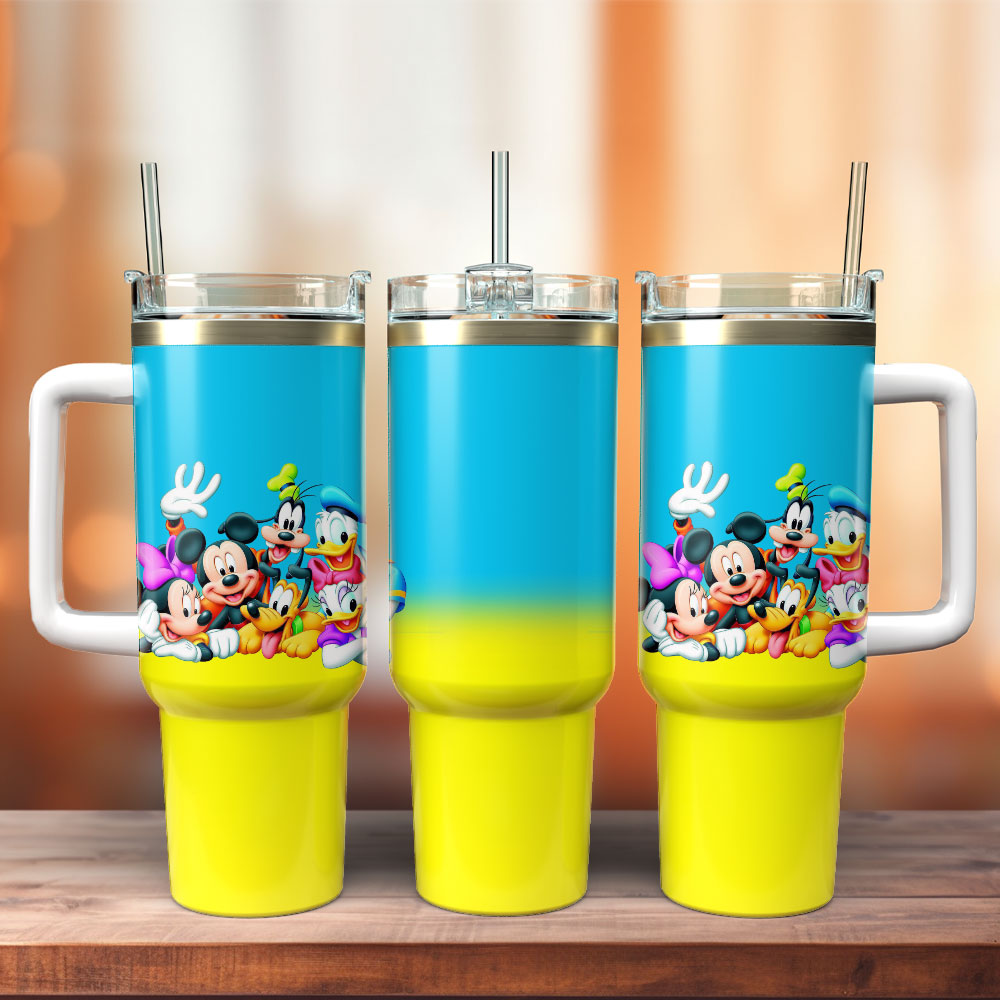 Mickey Mouse And Friends Cartoon Custom Stanley Quencher 40oz Stainless Steel Tumbler With Handle