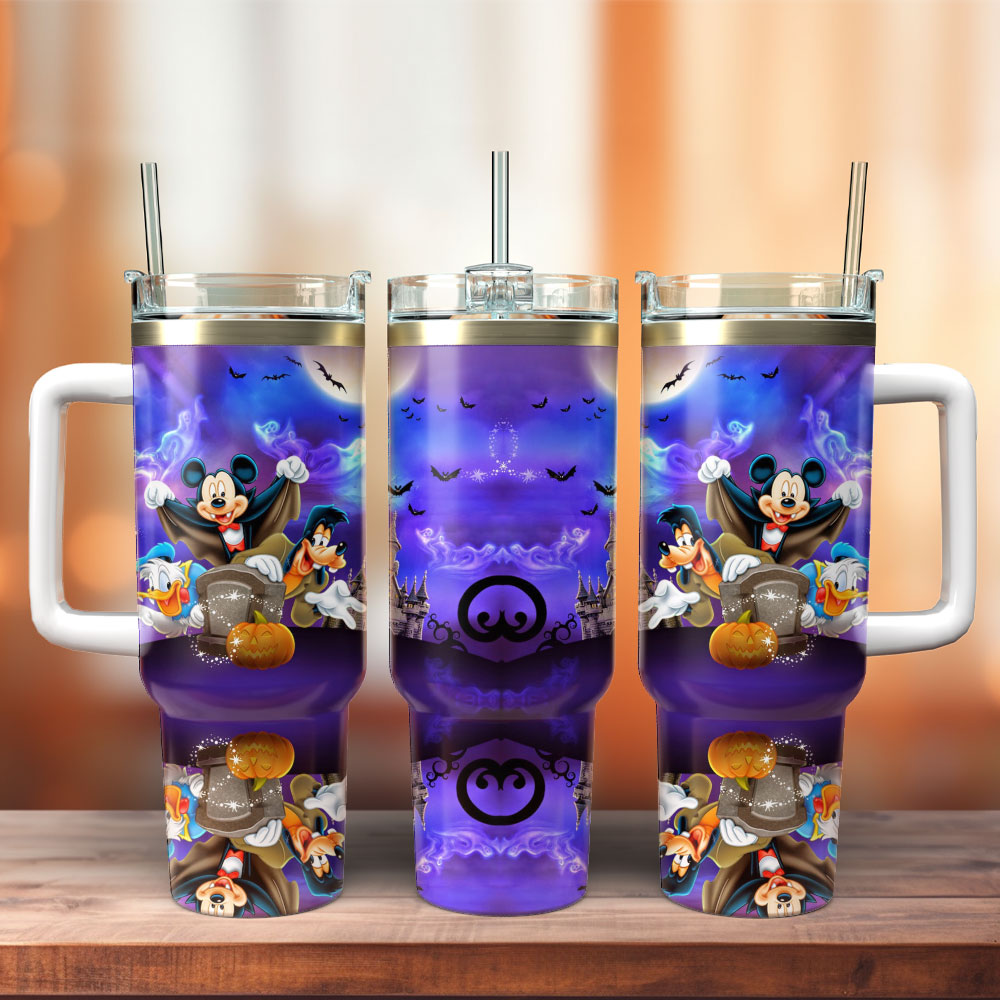 Mickey Mouse And Friends Cartoon Custom Stanley Quencher 40oz Stainless Steel Tumbler With Handle