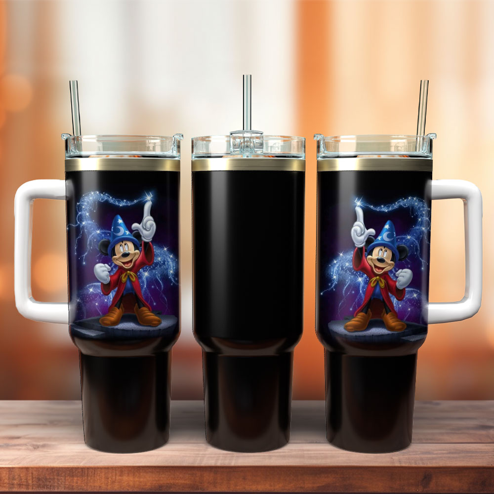 Mickey Mouse Cartoon Custom Stanley Quencher 40oz Stainless Steel Tumbler With Handle