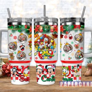 Mickey Mouse Christmas Custom Stanley Quencher 40oz Stainless Steel Tumbler With Handle