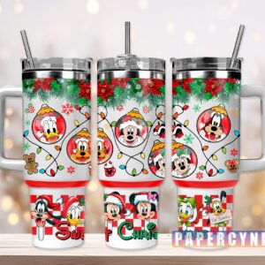 Mickey Mouse Christmas Custom Stanley Quencher 40oz Stainless Steel Tumbler With Handle