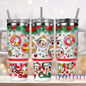 Mickey Mouse Christmas Custom Stanley Quencher 40oz Stainless Steel Tumbler With Handle