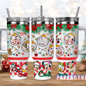 Mickey Mouse Christmas Custom Stanley Quencher 40oz Stainless Steel Tumbler With Handle