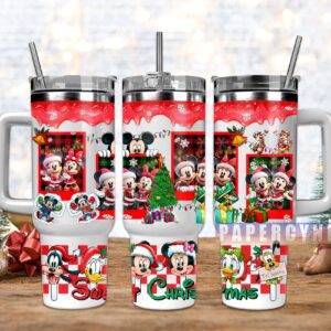 Mickey Mouse Christmas Custom Stanley Quencher 40oz Stainless Steel Tumbler With Handle