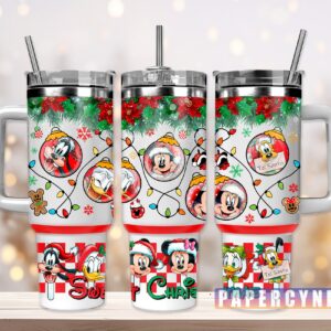 Mickey Mouse Christmas Custom Stanley Quencher 40oz Stainless Steel Tumbler With Handle