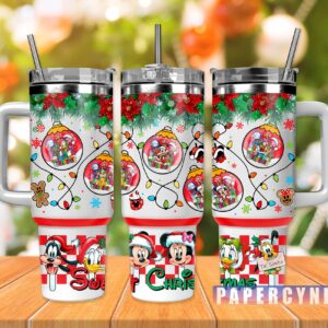 Mickey Mouse Christmas Custom Stanley Quencher 40oz Stainless Steel Tumbler With Handle