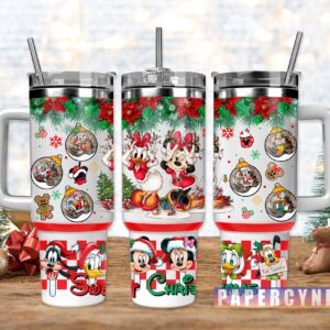 Mickey Mouse Christmas Custom Stanley Quencher 40oz Stainless Steel Tumbler With Handle