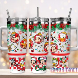Mickey Mouse Christmas Custom Stanley Quencher 40oz Stainless Steel Tumbler With Handle