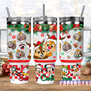 Mickey Mouse Christmas Custom Stanley Quencher 40oz Stainless Steel Tumbler With Handle