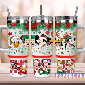 Mickey Mouse Christmas Custom Stanley Quencher 40oz Stainless Steel Tumbler With Handle