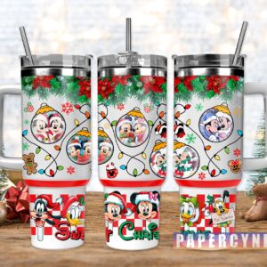 Mickey Mouse Christmas Custom Stanley Quencher 40oz Stainless Steel Tumbler With Handle