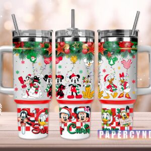 Mickey Mouse Christmas Custom Stanley Quencher 40oz Stainless Steel Tumbler With Handle