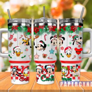 Mickey Mouse Christmas Custom Stanley Quencher 40oz Stainless Steel Tumbler With Handle