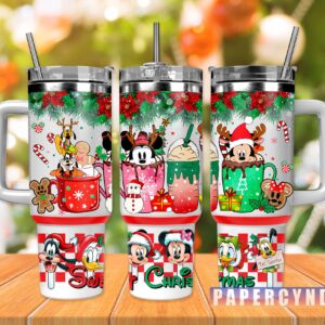 Mickey Mouse Christmas Custom Stanley Quencher 40oz Stainless Steel Tumbler With Handle