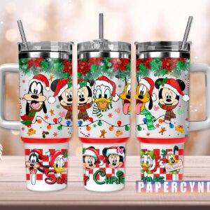 Mickey Mouse Christmas Custom Stanley Quencher 40oz Stainless Steel Tumbler With Handle