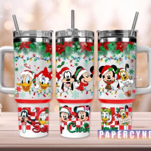 Mickey Mouse Christmas Custom Stanley Quencher 40oz Stainless Steel Tumbler With Handle
