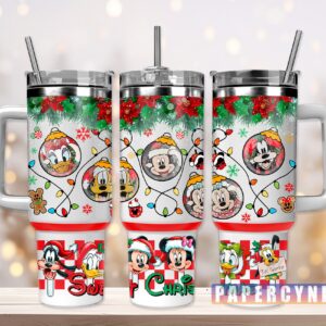 Mickey Mouse Christmas Custom Stanley Quencher 40oz Stainless Steel Tumbler With Handle