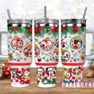 Mickey Mouse Christmas Custom Stanley Quencher 40oz Stainless Steel Tumbler With Handle