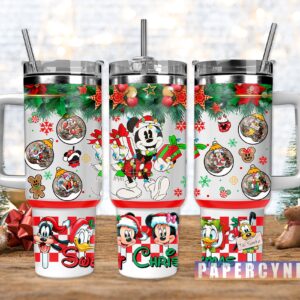 Mickey Mouse Christmas Custom Stanley Quencher 40oz Stainless Steel Tumbler With Handle