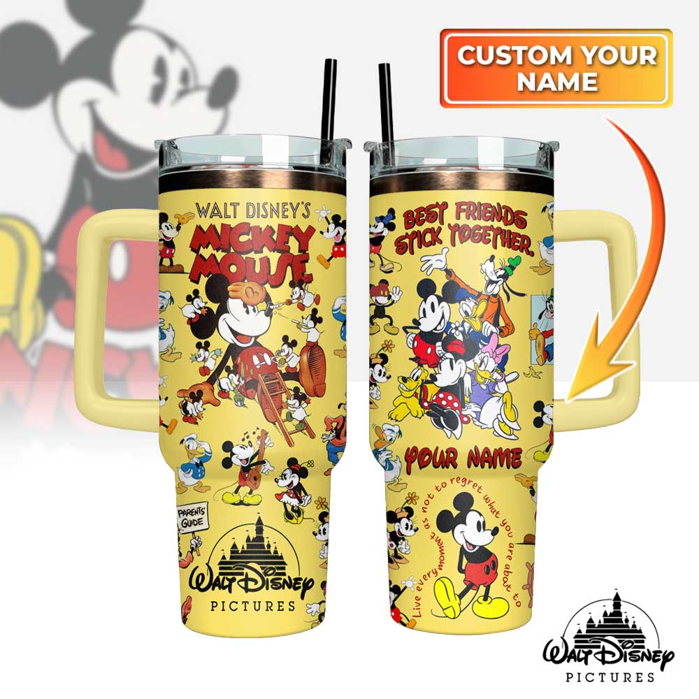 Mickey Mouse Custom Stanley Quencher 40oz Stainless Steel Tumbler With Handle