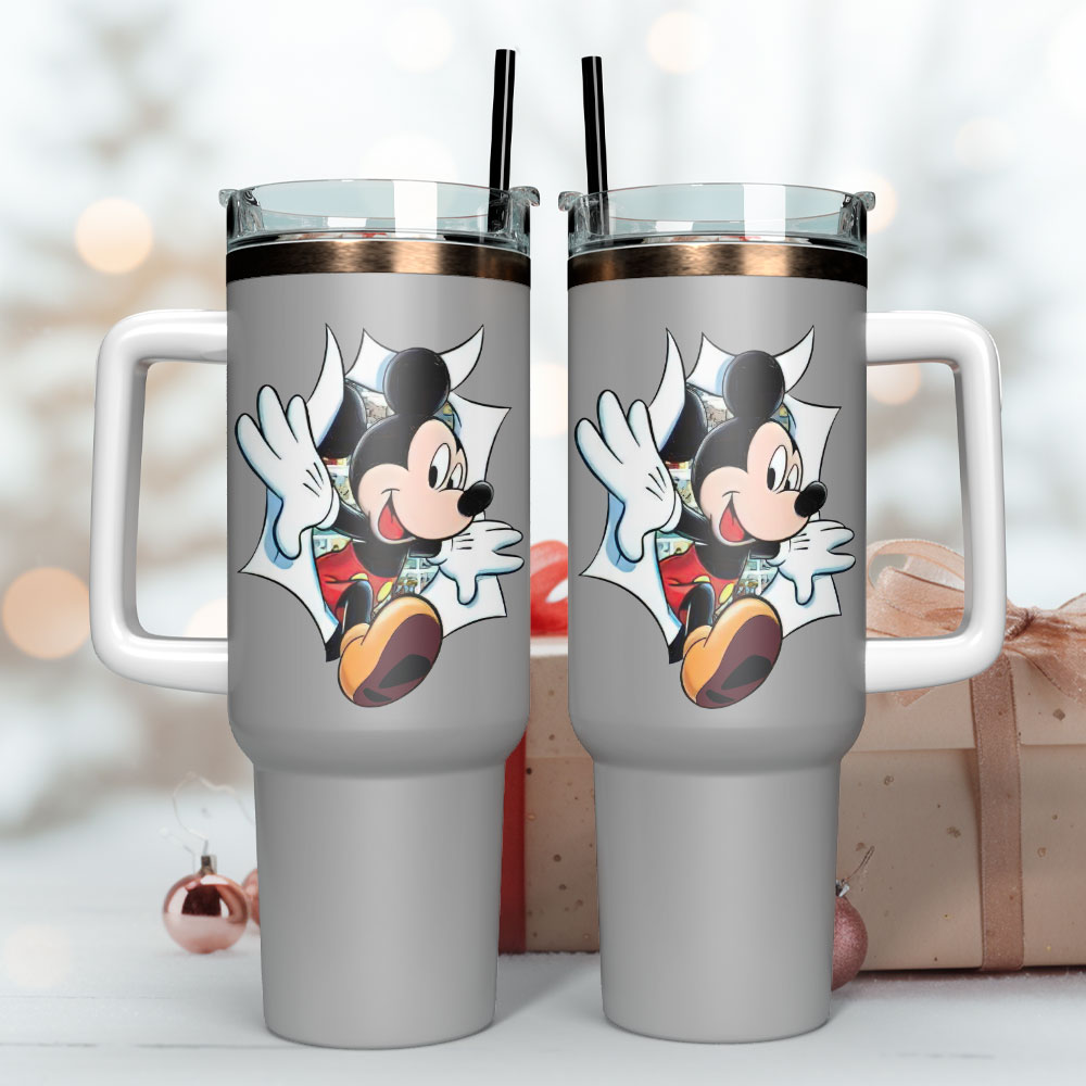 Mickey Mouse Disney Cartoon Custom Stanley Quencher 40oz Stainless Steel Tumbler With Handle