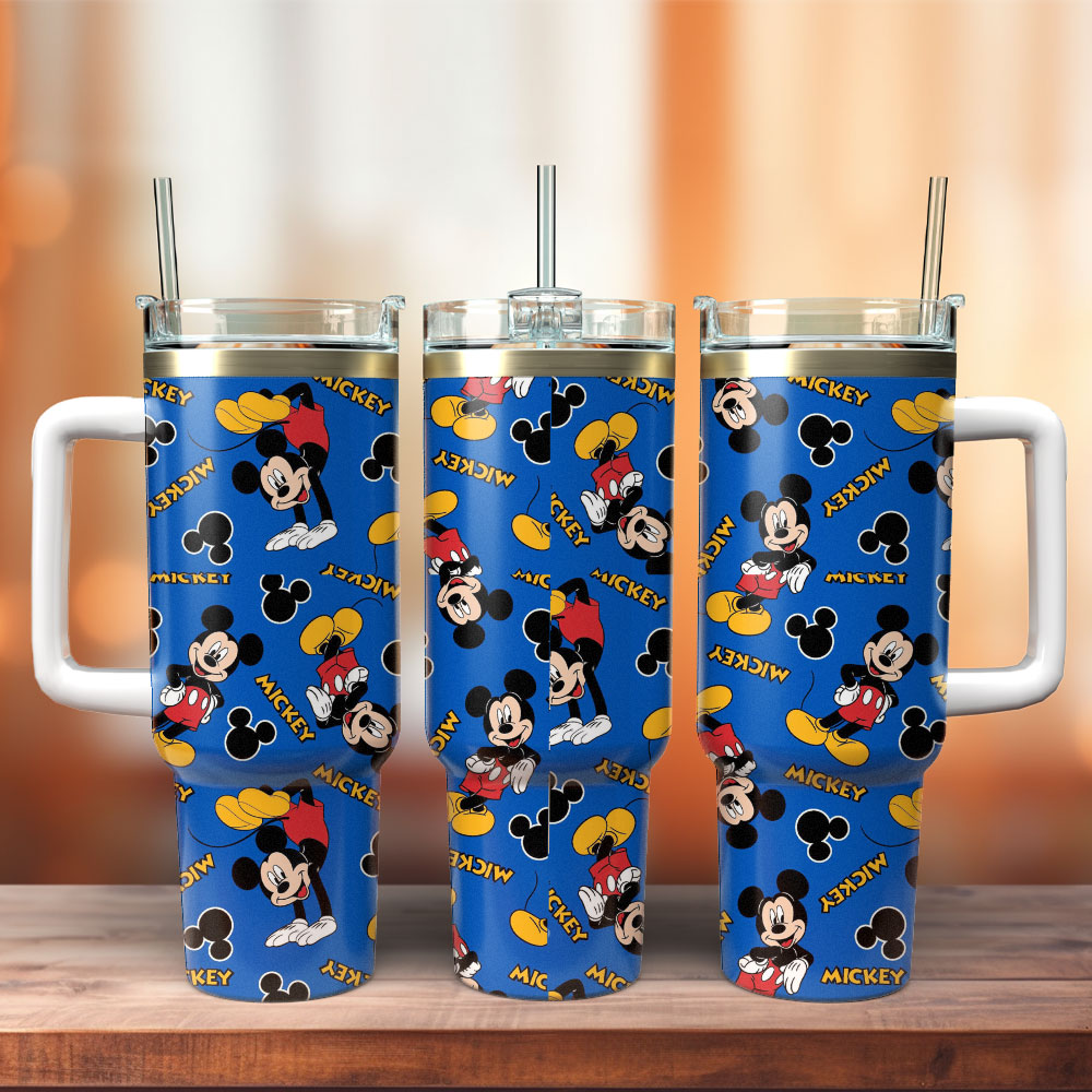 Mickey Mouse Disney Cartoon Custom Stanley Quencher 40oz Stainless Steel Tumbler With Handle