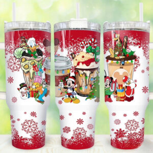 Mickey Mouse Holiday Cartoon Custom Stanley Quencher 40oz Stainless Steel Tumbler With Handle