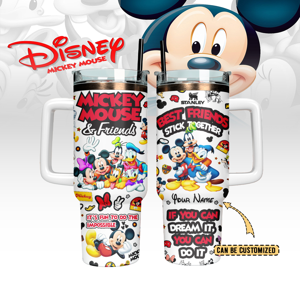 Mickey Mouse x Disney Custom Stanley Quencher 40oz Stainless Steel Tumbler With Handle
