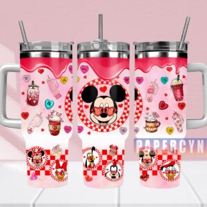 Mickey The Mouse Custom Stanley Quencher 40oz Stainless Steel Tumbler With Handle